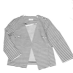 Women casual strip blazer outwear. Black&white!